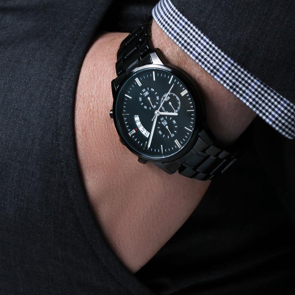 To The Greatest Dad - Without You By My Side - Black Chronograph Watch - Celeste Jewel