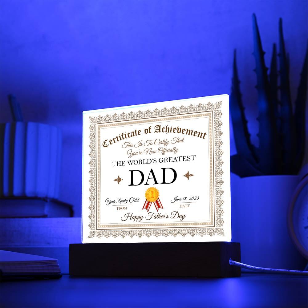 To The World's Greatest Dad Gift - Acrylic Square Plaque - Celeste Jewel