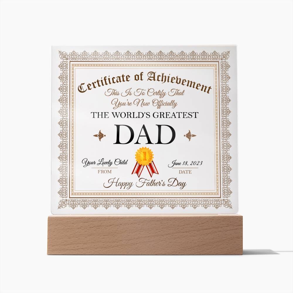 To The World's Greatest Dad Gift - Acrylic Square Plaque - Celeste Jewel