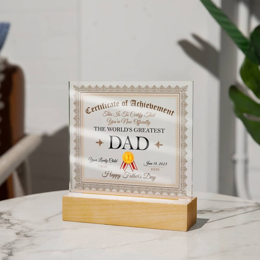 To The World's Greatest Dad Gift - Acrylic Square Plaque - Celeste Jewel