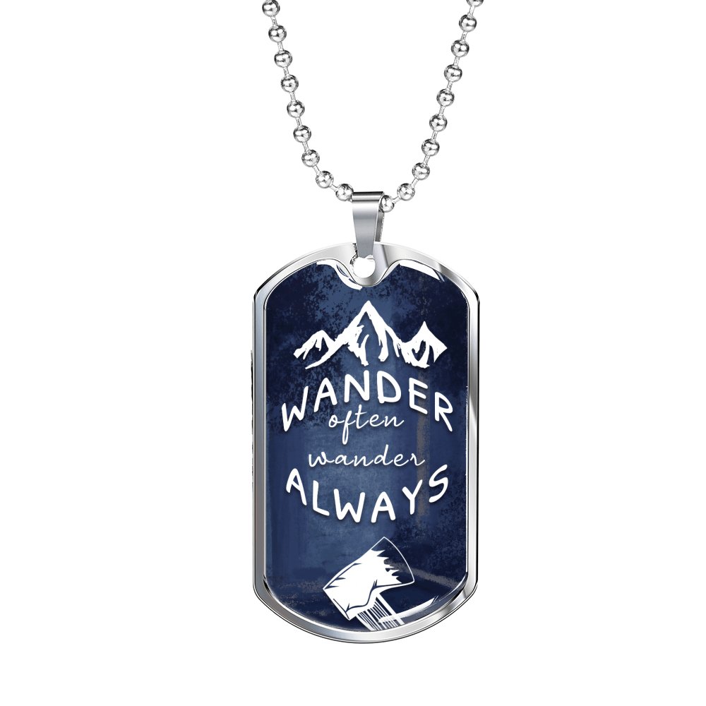 Wander Always - Dog Tag Necklace With Engraving - Celeste Jewel
