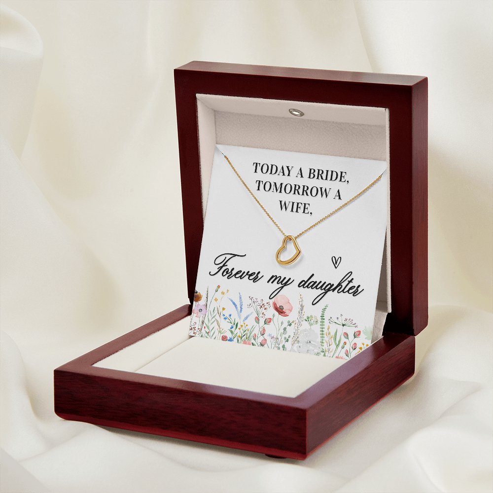 Wedding Gift For Bride From Mom - Forever My Daughter - Dainty Heart Necklace - Celeste Jewel