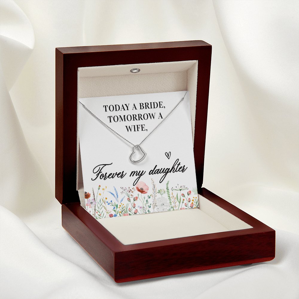 Wedding Gift For Bride From Mom - Forever My Daughter - Dainty Heart Necklace - Celeste Jewel