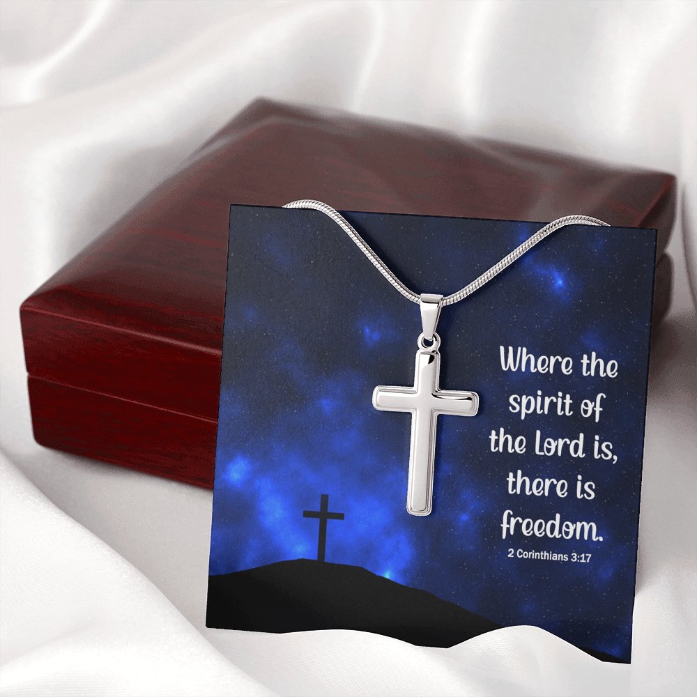 Where The Spirit Of The Lord - Personalized Cross Necklace - Celeste Jewel