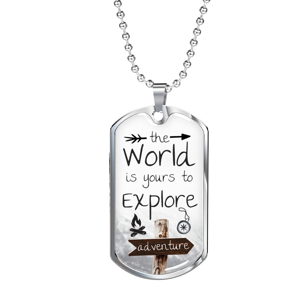 Yours To Explore - Dog Tag Necklace With Engraving - Celeste Jewel